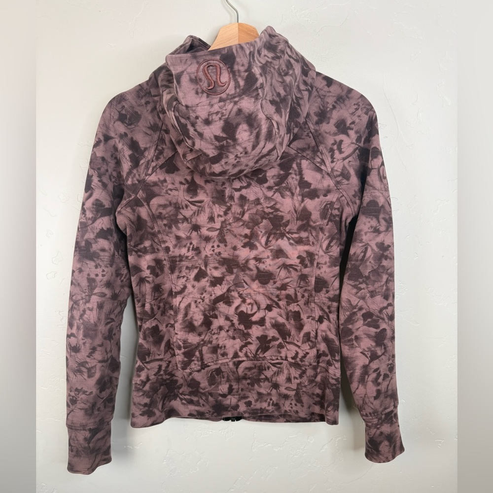 Lululemon Scuba Hoodie Light Cotton Fleece Zip Up Sweatshirt Dusk Floral Size 4 - Picture 3 of 7
